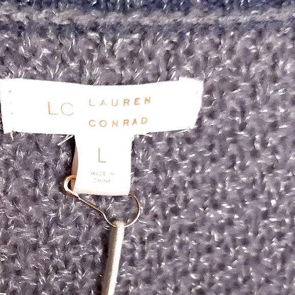 LC Lauren Conrad Blue New Relaxed Sparkle Cardigan Fancy Buttons Large - Picture 4 of 6